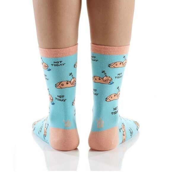 NWT Yo Sox Not Today Sleeping Pig  Women's Crew Sock Blue 3 Pack - Picture 4 of 7